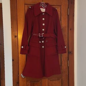 Laundry by Shelli Segal red wool military trench coat
